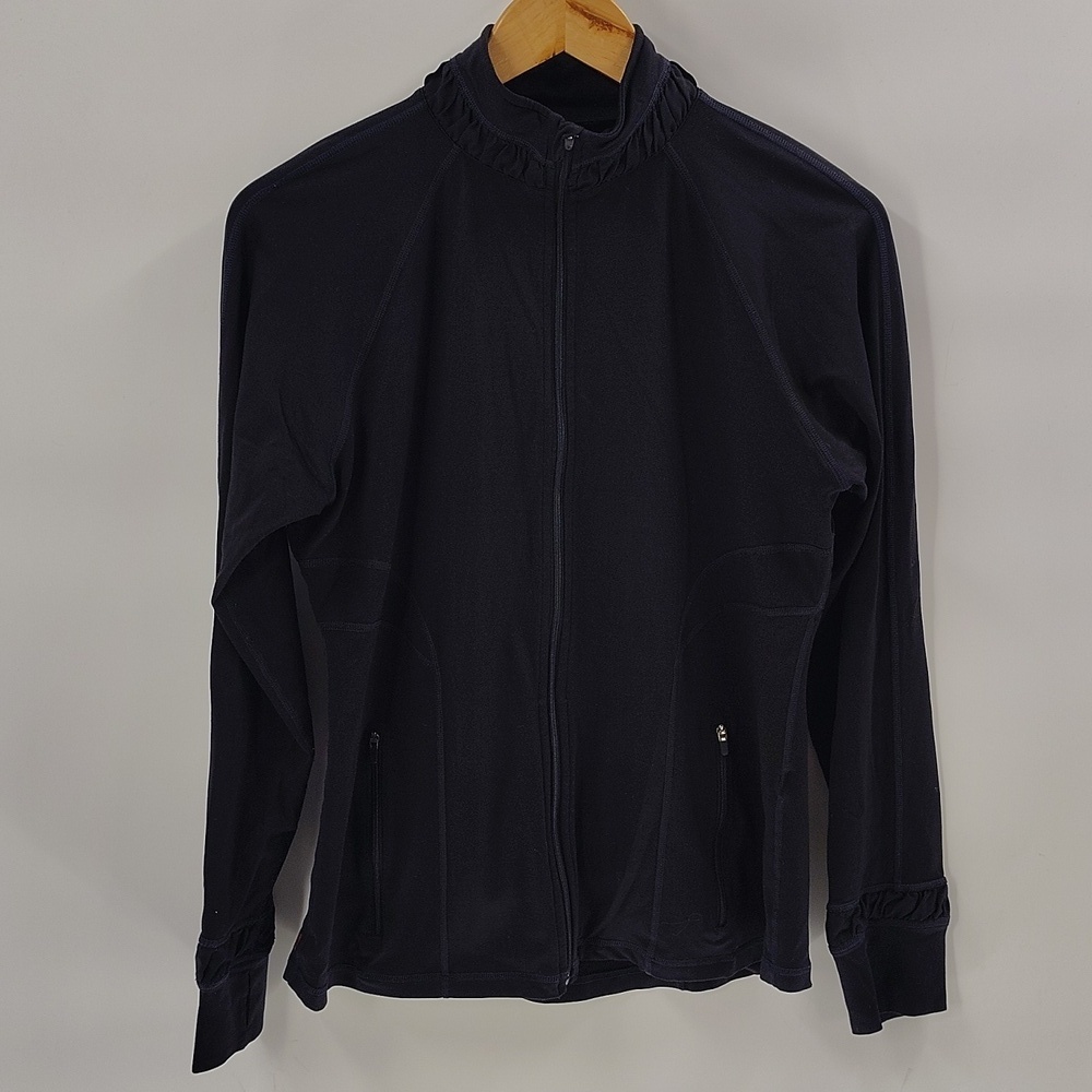 Spanx Active Contour Zip-Up Jacket Size Large Black Women's Compression